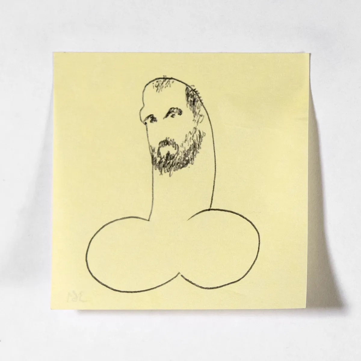 Portrait12, No. 361 of 512: a hand-drawn cazzo on a sticky note