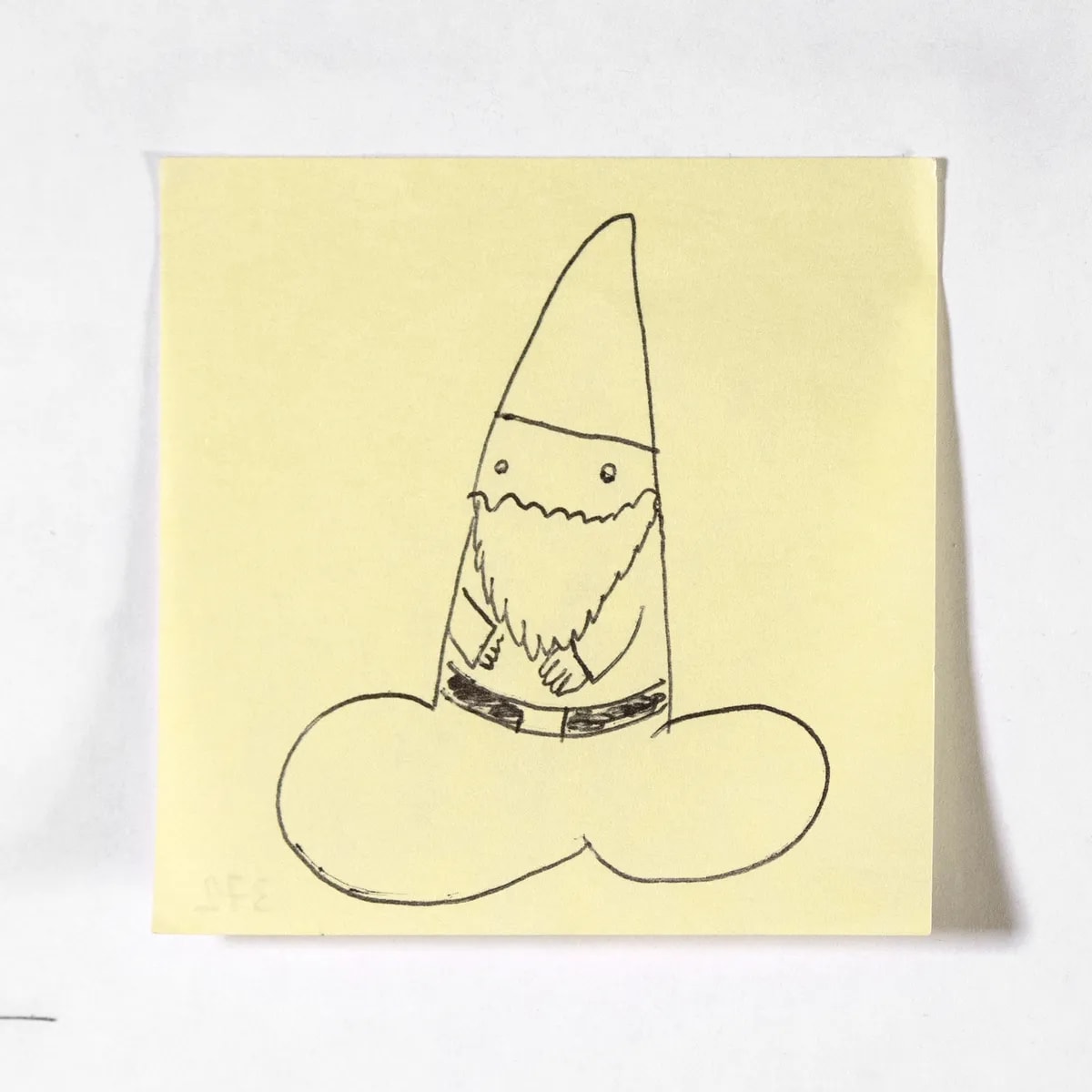 Dwarf, No. 372 of 512: a hand-drawn cazzo on a sticky note
