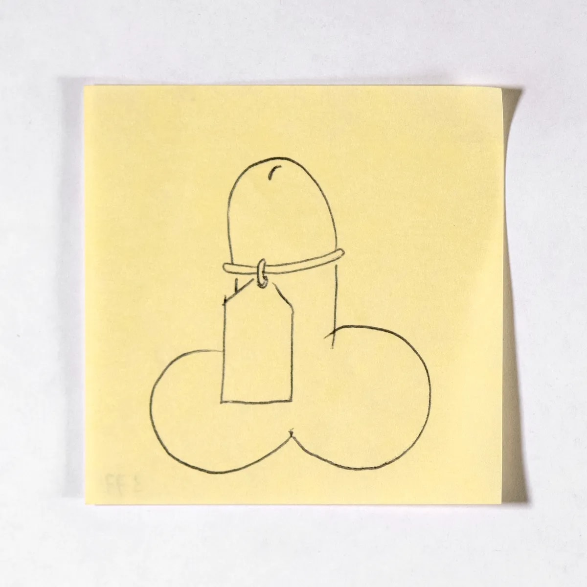 New, No. 377 of 512: a hand-drawn cazzo on a sticky note