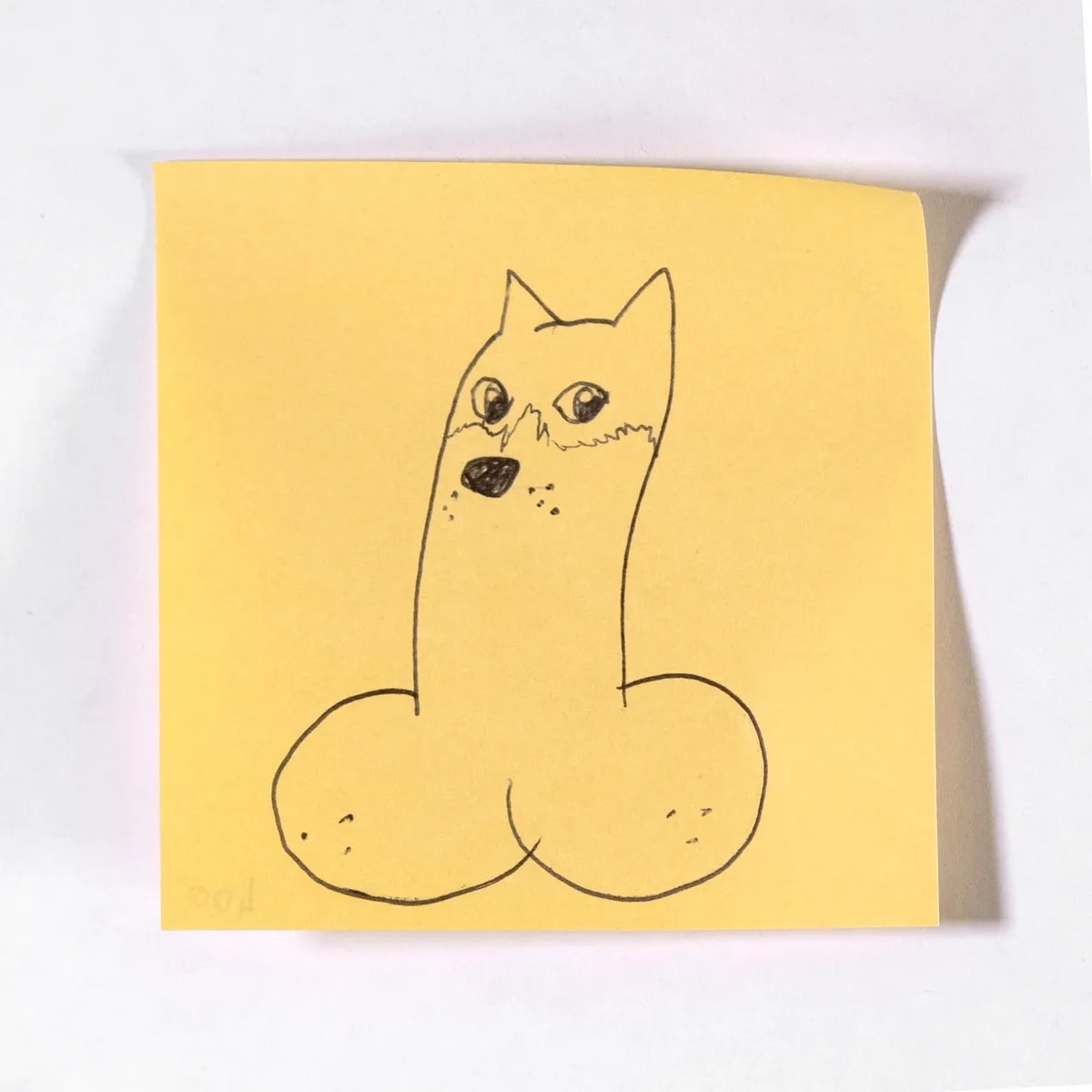 Dogecoin, No. 400 of 512: a hand-drawn cazzo on a sticky note