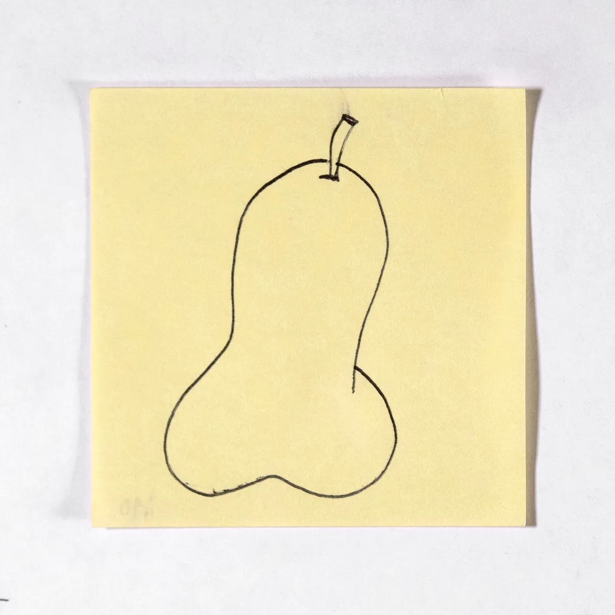 Pear, No. 410 of 512: a hand-drawn cazzo on a sticky note