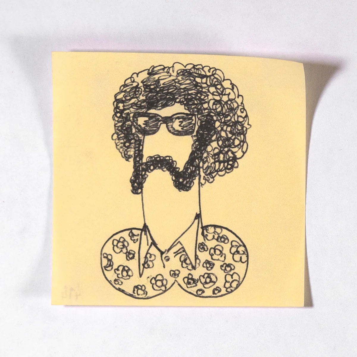 1970, No. 414 of 512: a hand-drawn cazzo on a sticky note