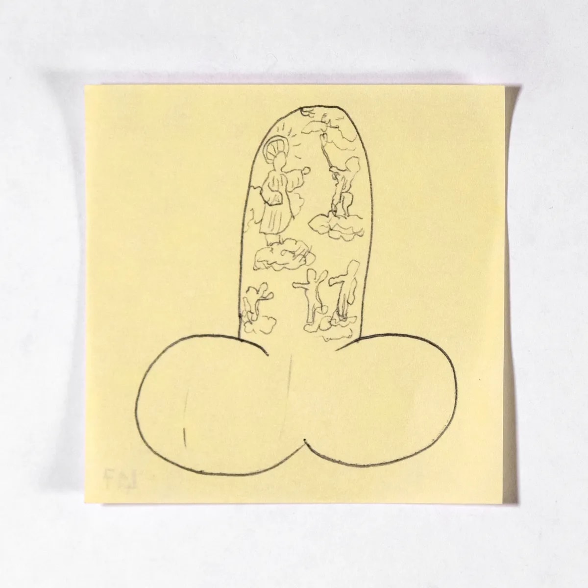 Sistina, No. 417 of 512: a hand-drawn cazzo on a sticky note