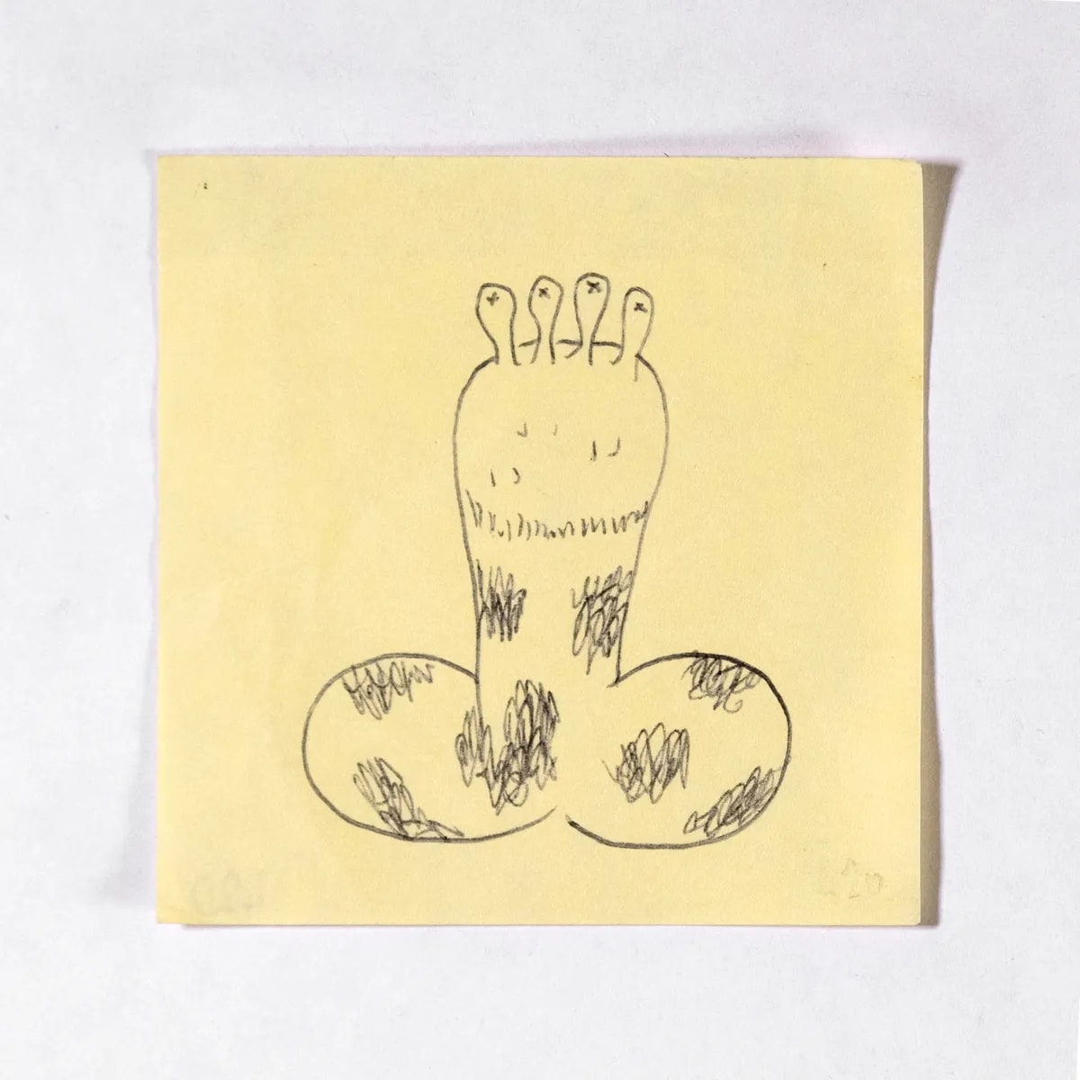 Cow, No. 420 of 512: a hand-drawn cazzo on a sticky note