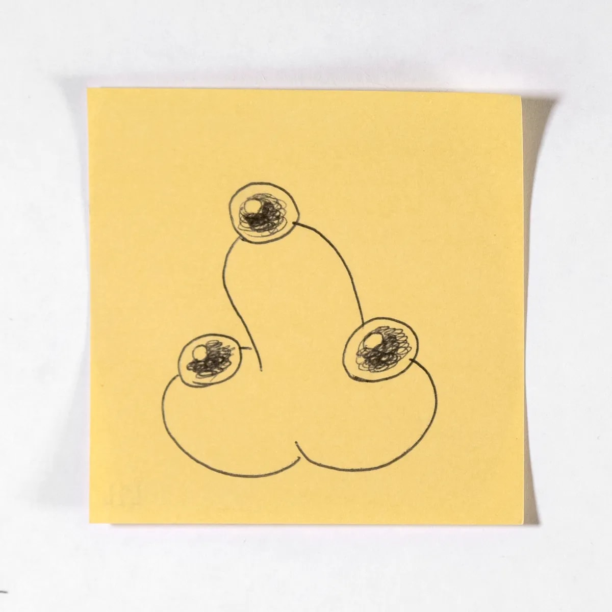 Pearls, No. 424 of 512: a hand-drawn cazzo on a sticky note