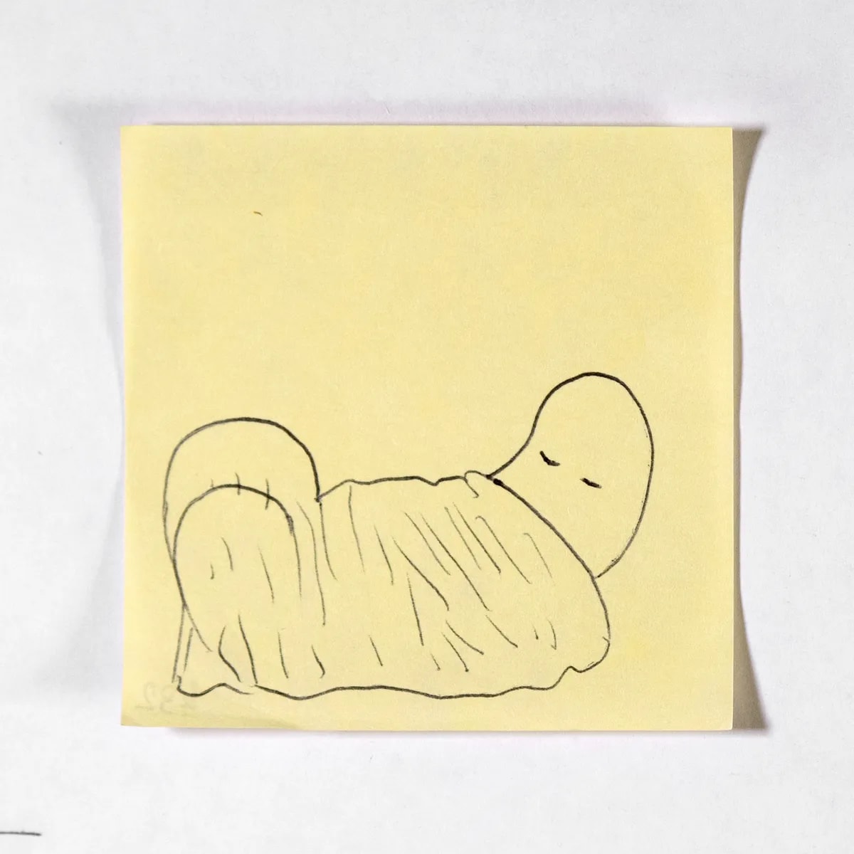 Sleeping, No. 432 of 512: a hand-drawn cazzo on a sticky note