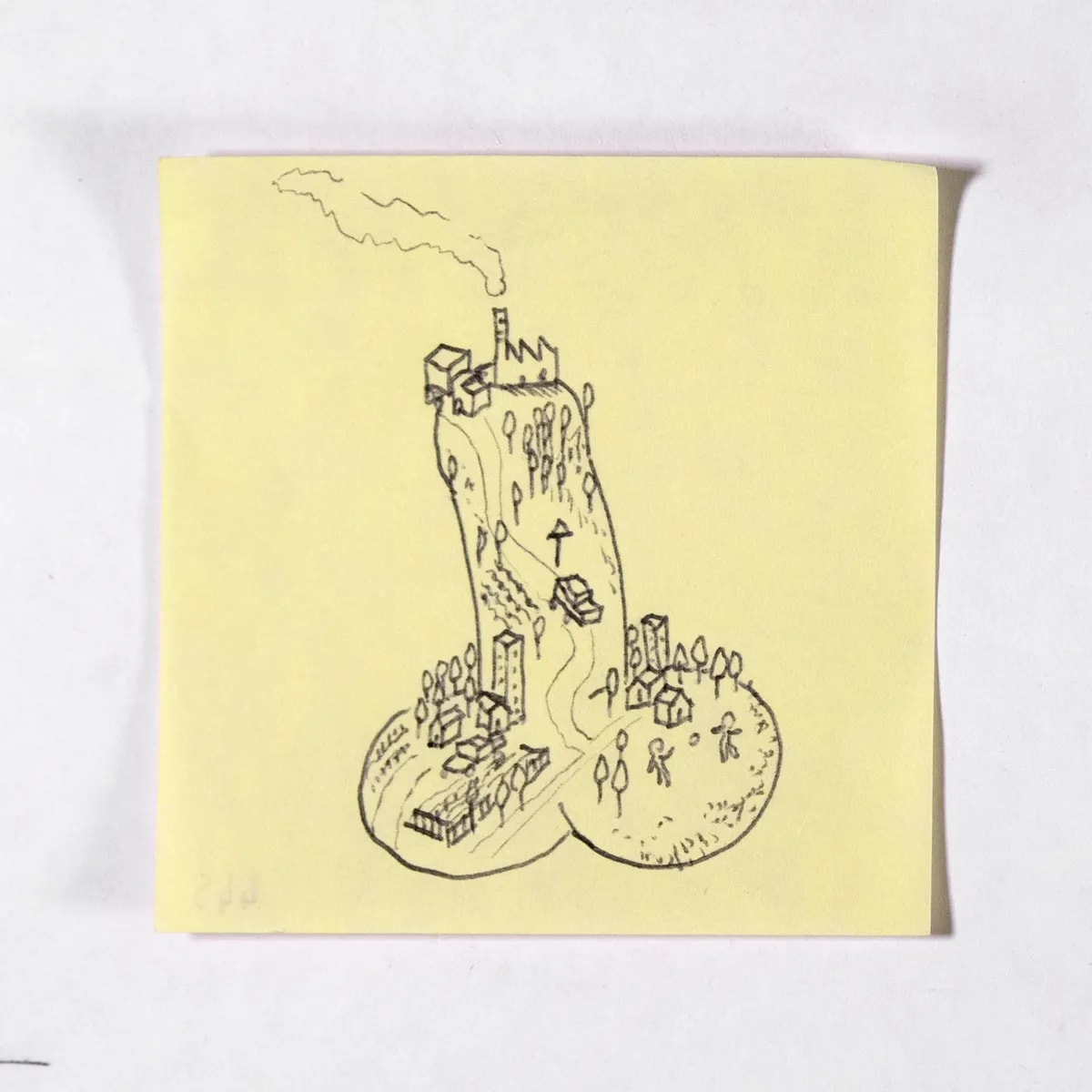 Village, No. 445 of 512: a hand-drawn cazzo on a sticky note