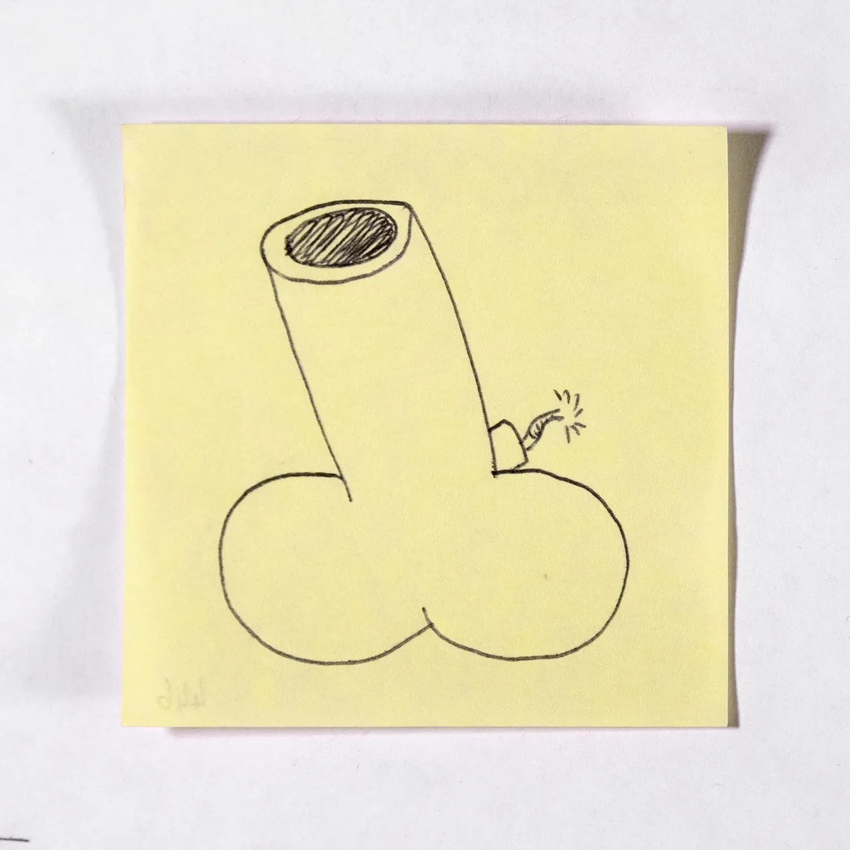 Cannon, No. 446 of 512: a hand-drawn cazzo on a sticky note