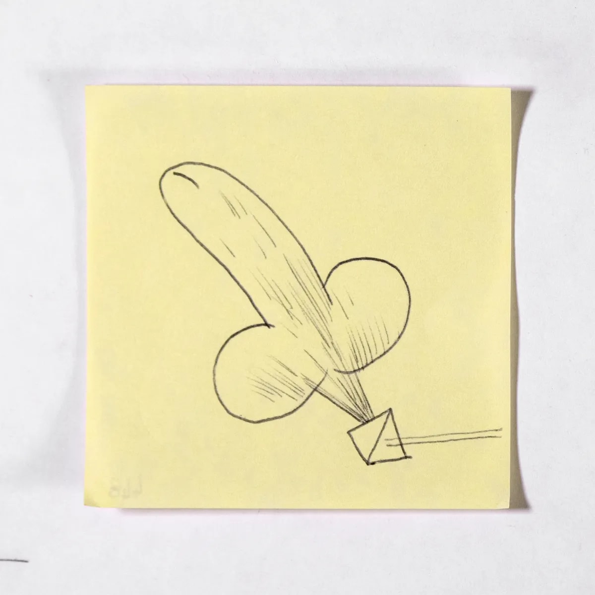 Darkside, No. 448 of 512: a hand-drawn cazzo on a sticky note