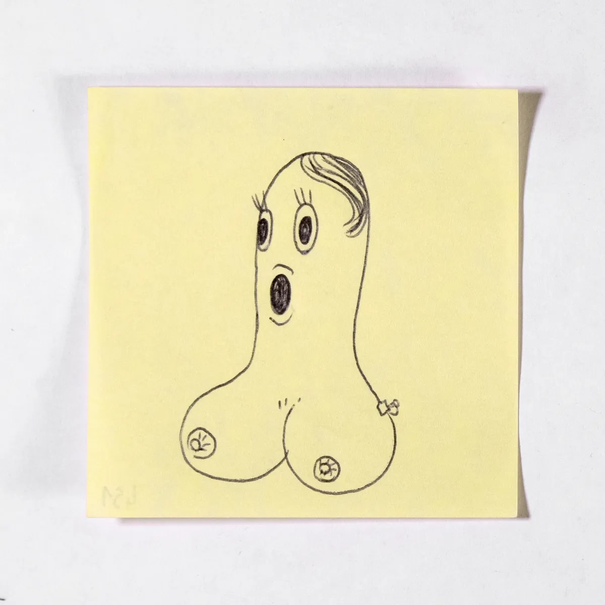 Doll2, No. 451 of 512: a hand-drawn cazzo on a sticky note