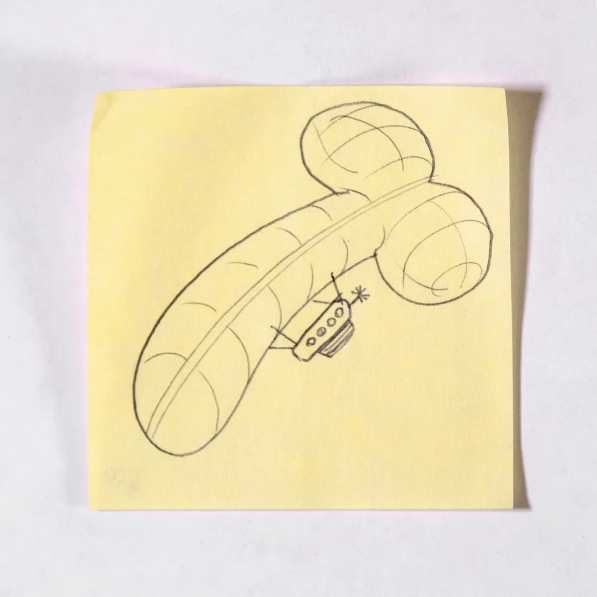 Hindenburg, No. 459 of 512: a hand-drawn cazzo on a sticky note