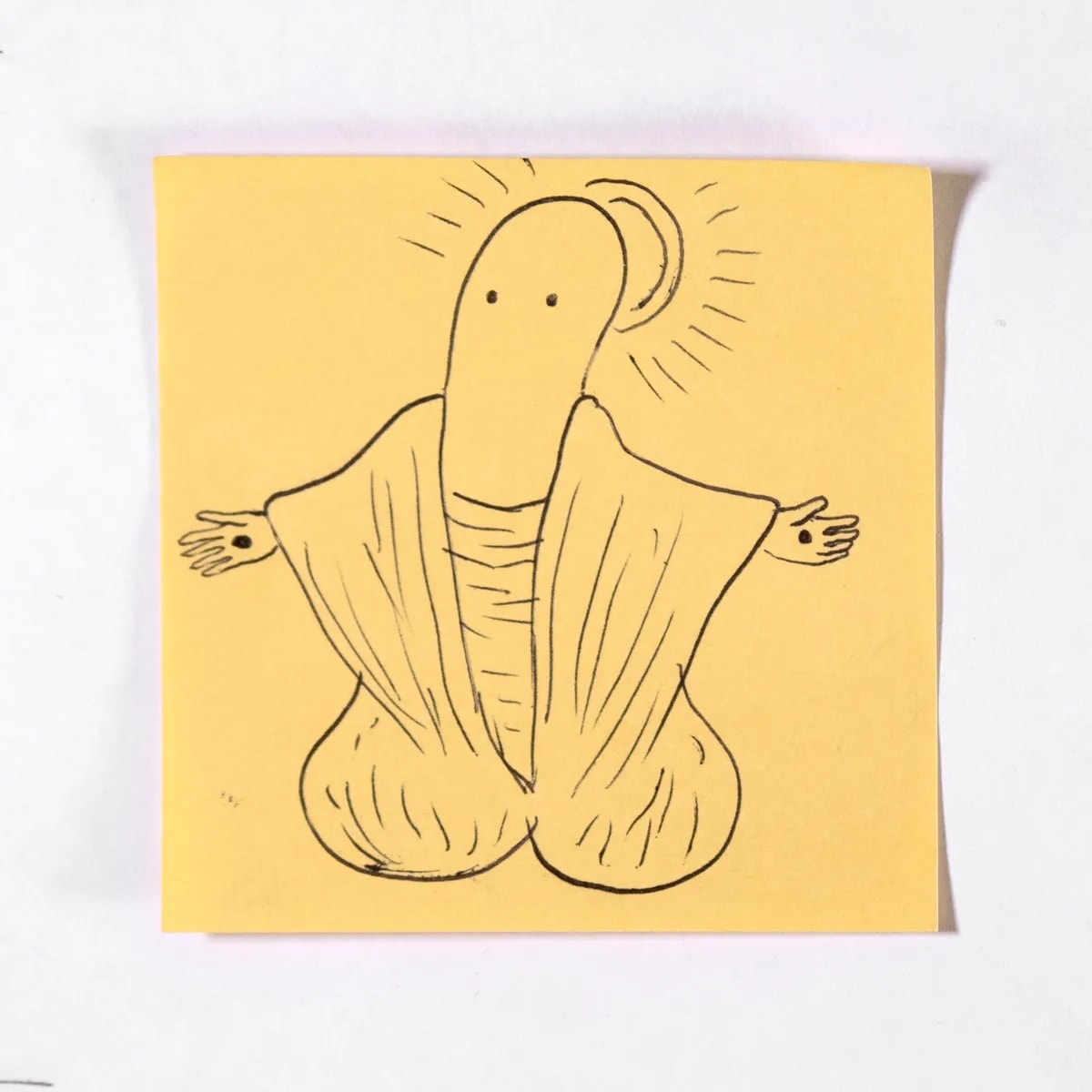 Ascension, No. 474 of 512: a hand-drawn cazzo on a sticky note