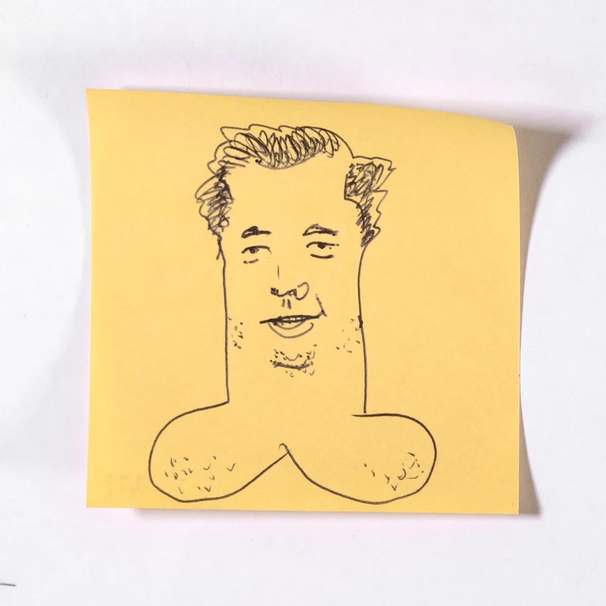 Elon, No. 479 of 512: a hand-drawn cazzo on a sticky note