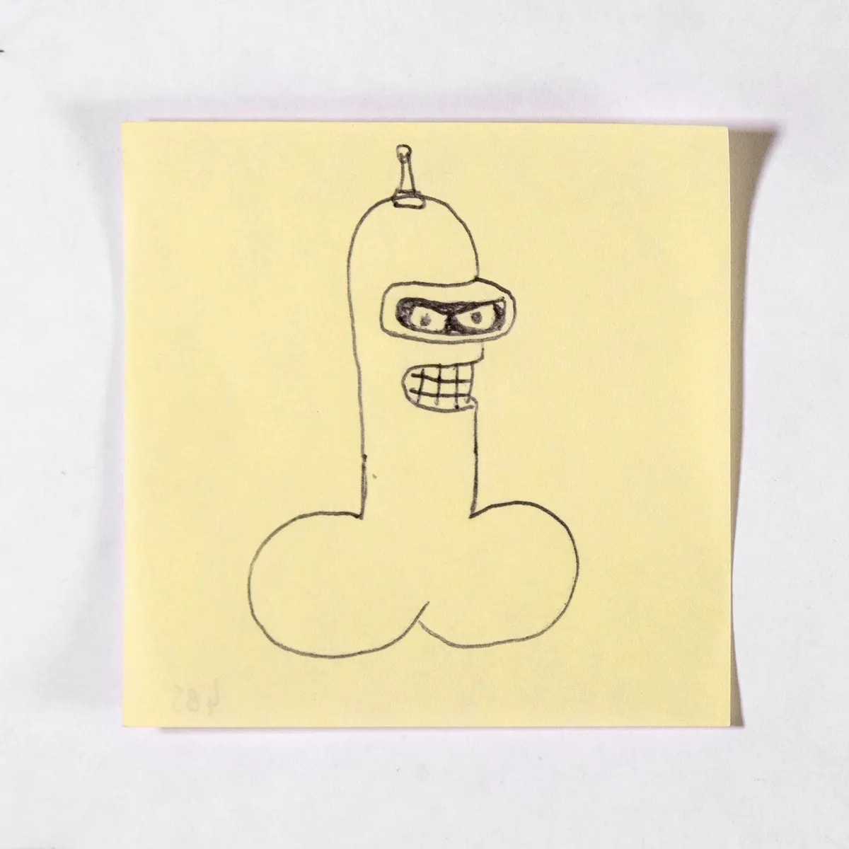 Bender, No. 485 of 512: a hand-drawn cazzo on a sticky note