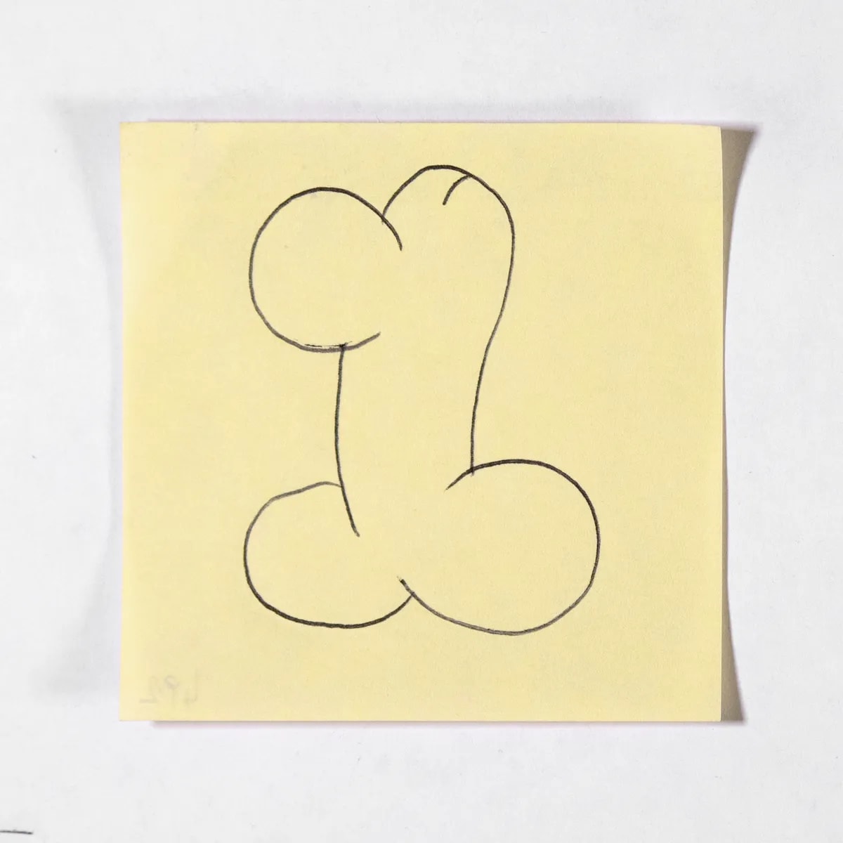 Tritesticled3, No. 492 of 512: a hand-drawn cazzo on a sticky note