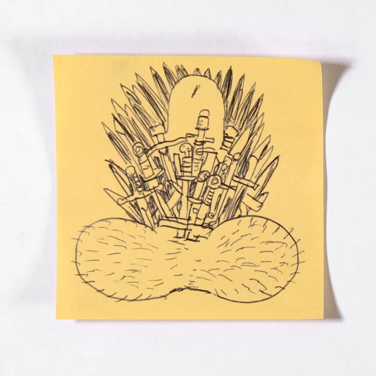 Thrones, No. 504 of 512: a hand-drawn cazzo on a sticky note